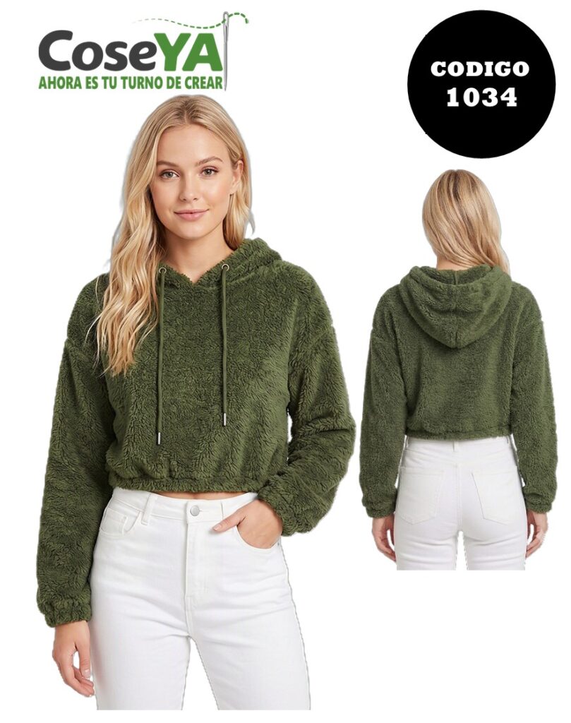 Poleron Corto Crop con gorro